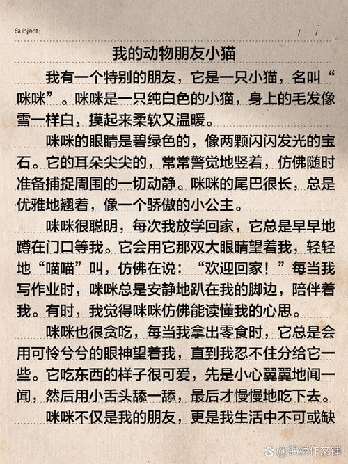 四年级作文可爱的小猫